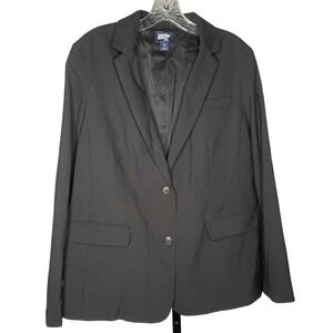 Lands' End Women's Classic Black Blazer wool blend Size‎ 16 minimalist preppy